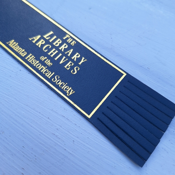 Genuine Leather Bookmark Gold Embossed Library Archive Fringed Blue - Picture 7 of 16